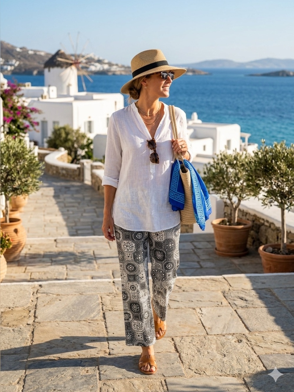 Trina Turk Black & White Geometric Print Pants